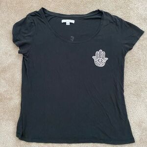 Spiritual Gangster Black Graphic Tee with Hamsa Design